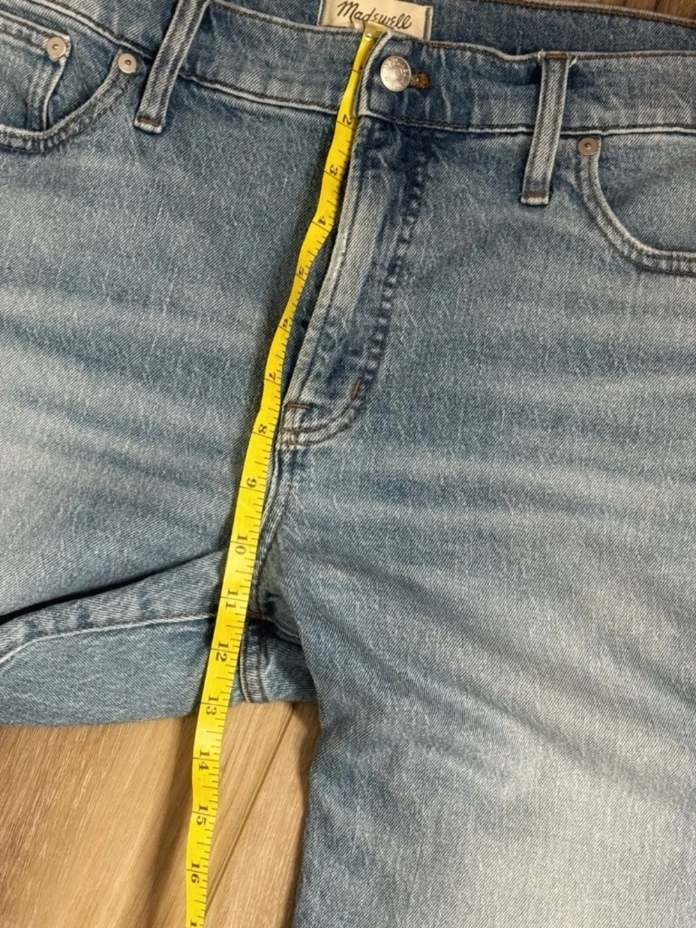 Madewell Jeans Mid Rise Perfect Vintage Distressed Straight Medium/ Light Wash